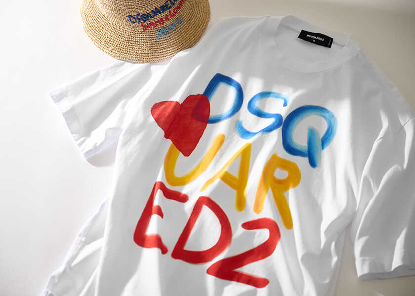 夏スタイルに磨きをかける方法！　コーデの主役のTシャツは、エッジの効いた〈ディースクエアード〉！