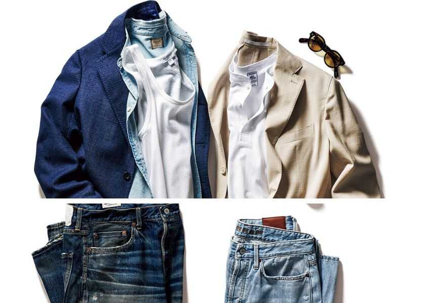 いつもの白インナーと 薄青デニムと相性抜群！ジャケット買うなら、"ビーチサンド色"と"海色"