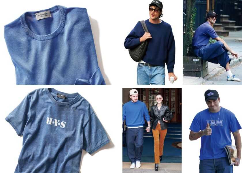 春先にセレブが着るのは青ニットと青Tシャツ!