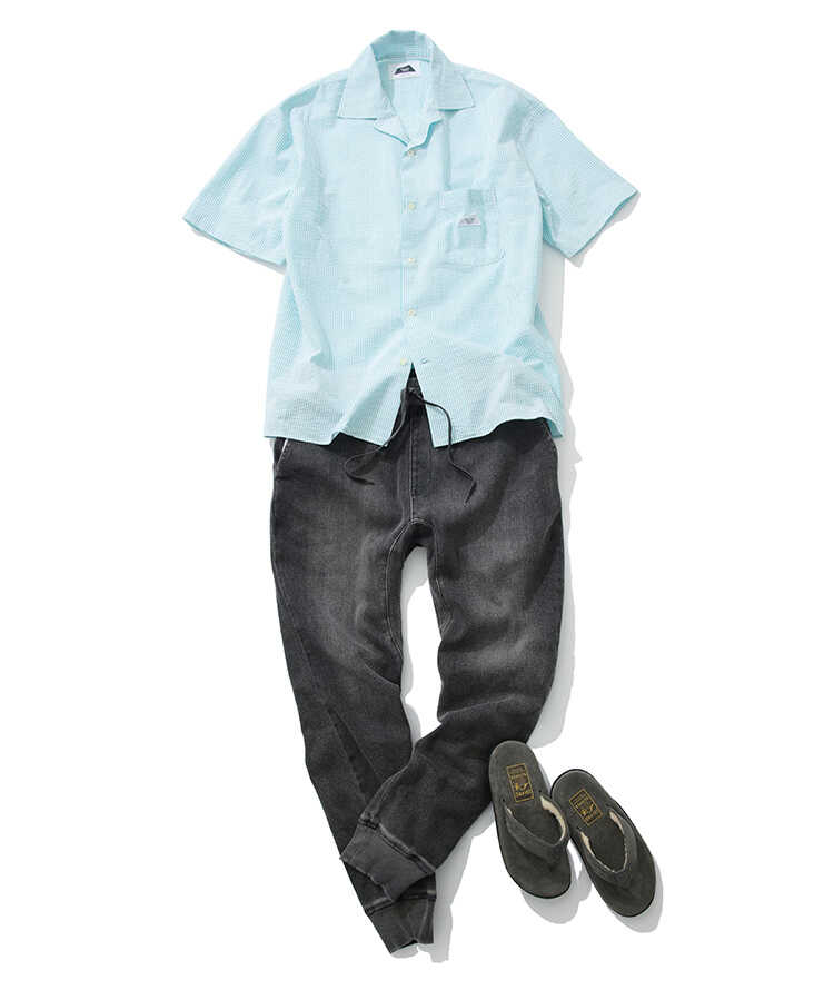 Safari掲載 限定 褪せブラックイージーデニムパンツ 限定 褪せブラック イージー デニムパンツ 裾リブ テイパード