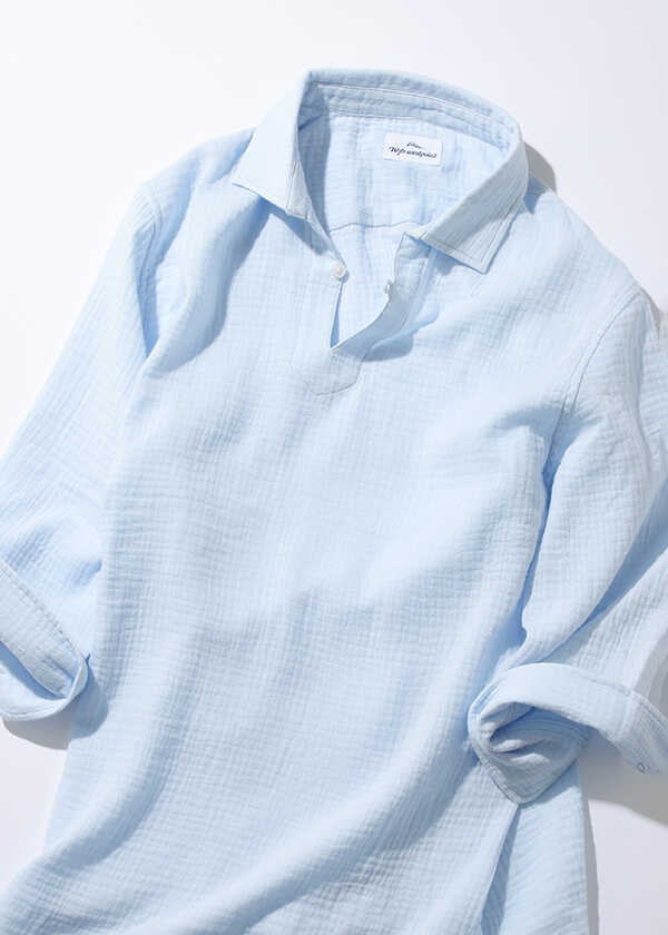 暑さにも負けず、爽やかな品をもたらす〈ダブルピー ウエストポイント〉のガーゼシャツ！