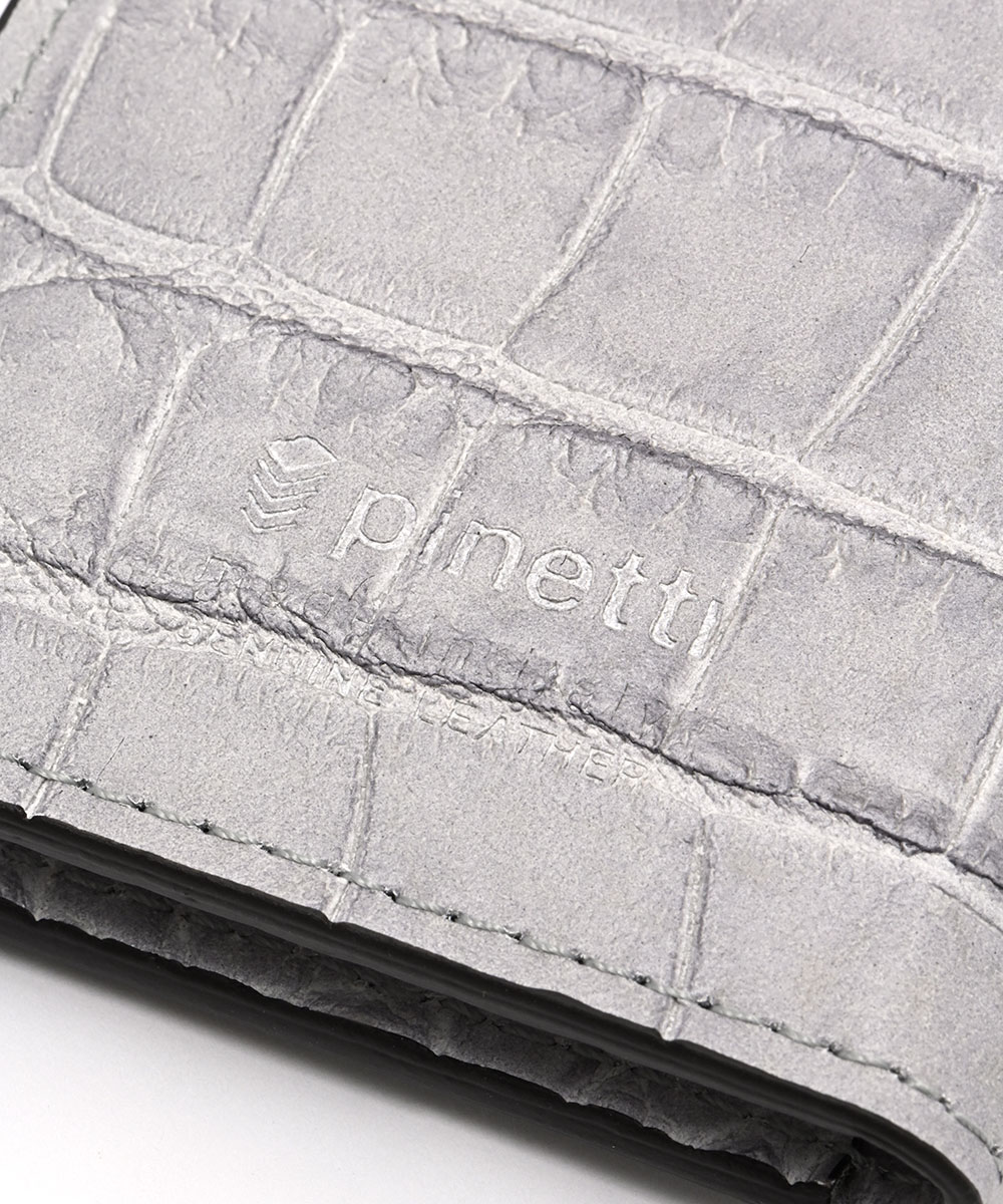 クロコの型押しレザーのイタリア製名刺入れ