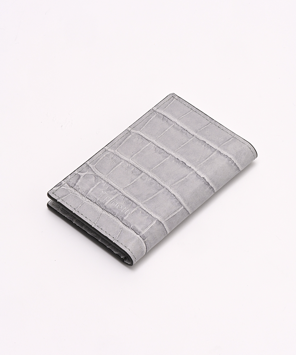 クロコの型押しレザーのイタリア製名刺入れ