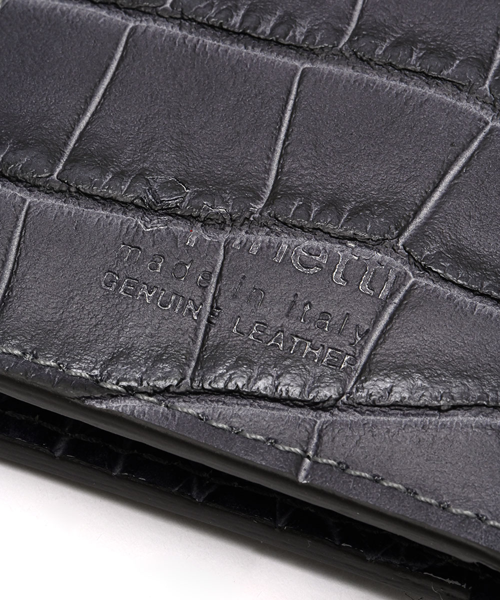 クロコの型押しレザーのイタリア製名刺入れ