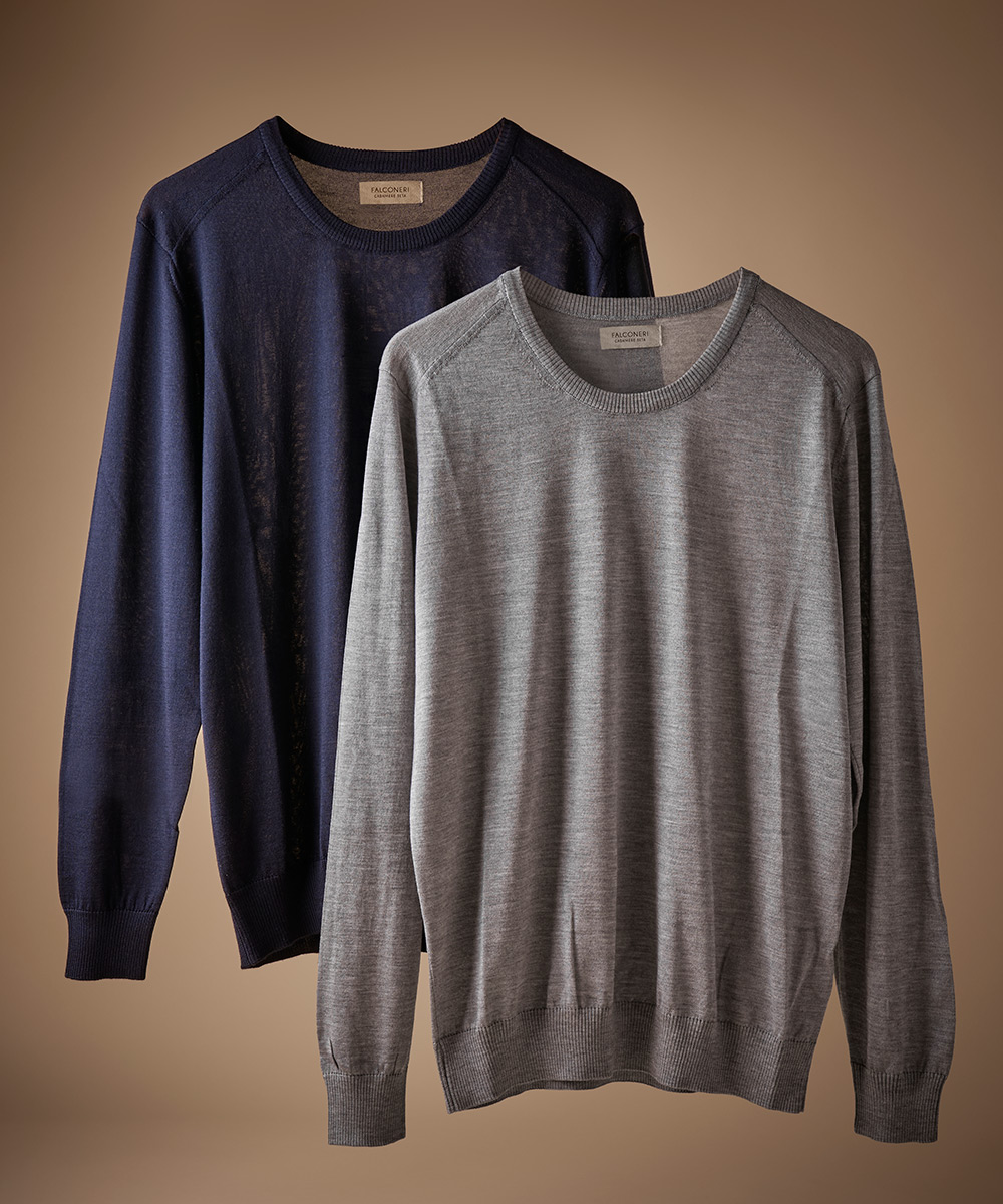カシミヤ&シルク製クルーネックニット