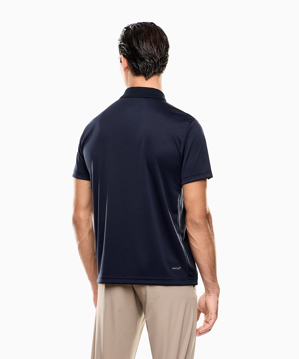 比翼仕立てのすっきりポロシャツ