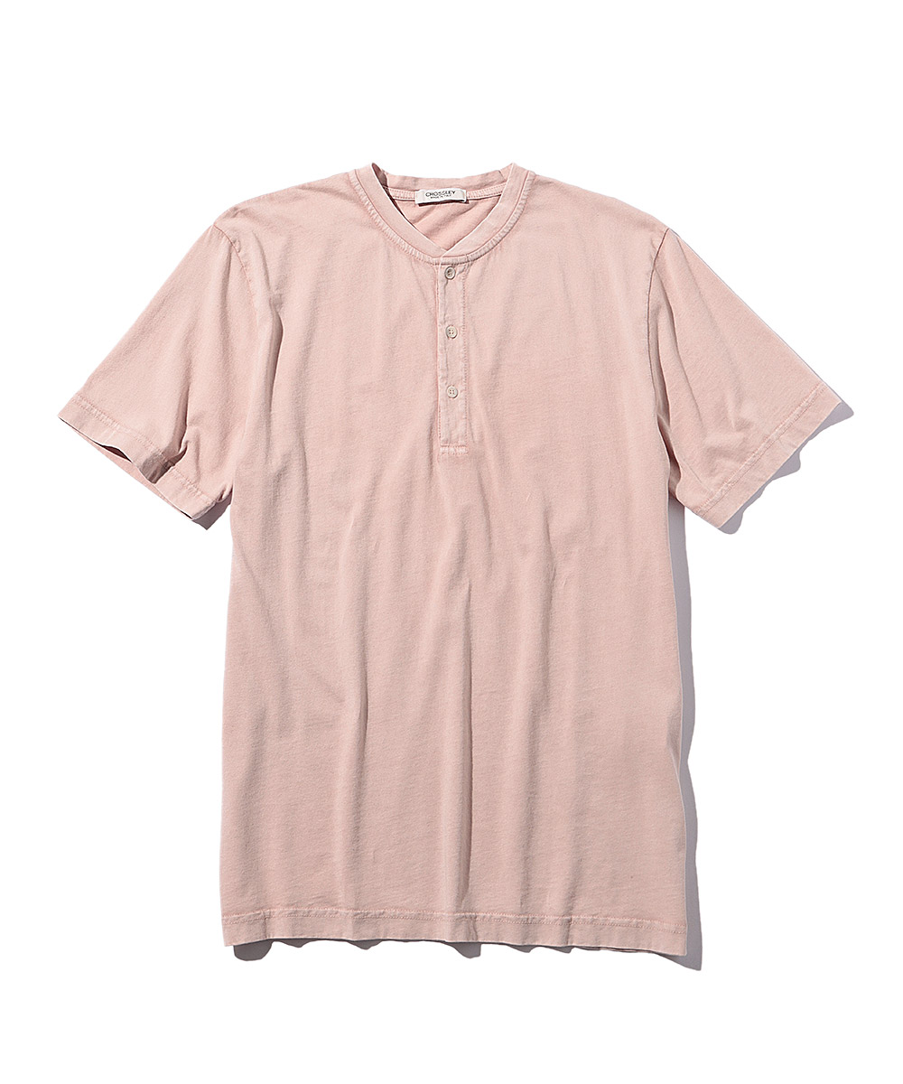 【別注・限定商品】コットンヘンリーネックTシャツ ライトピンク