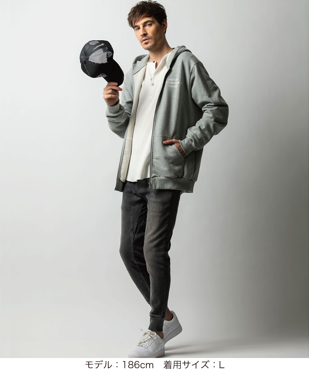 WP WESTPOINT 褪せブラック ペイント イージーデニムパンツ S 限定 褪せブラック イージー デニムパンツ 裾リブ テイパード