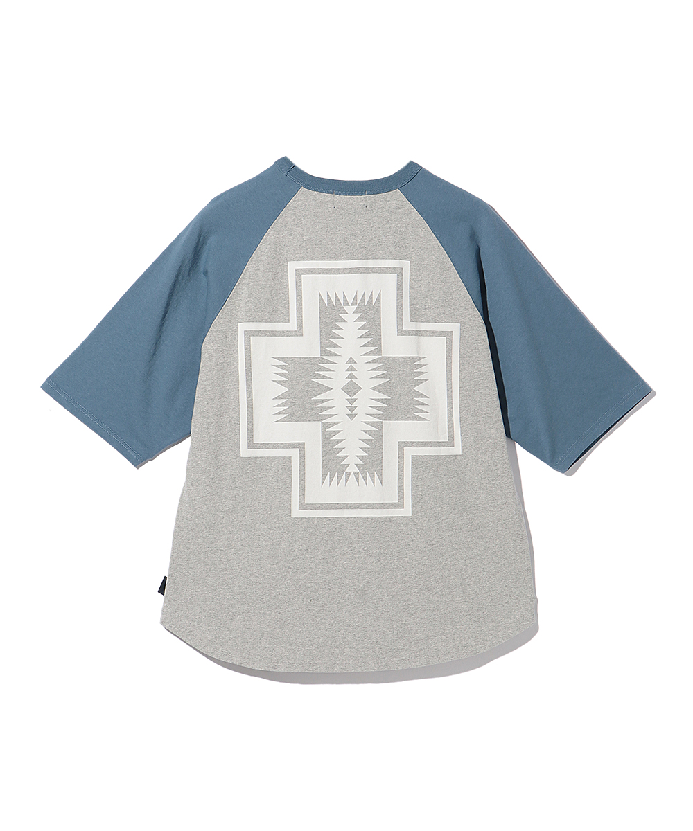 バックプリントベースボール五分袖Tシャツ