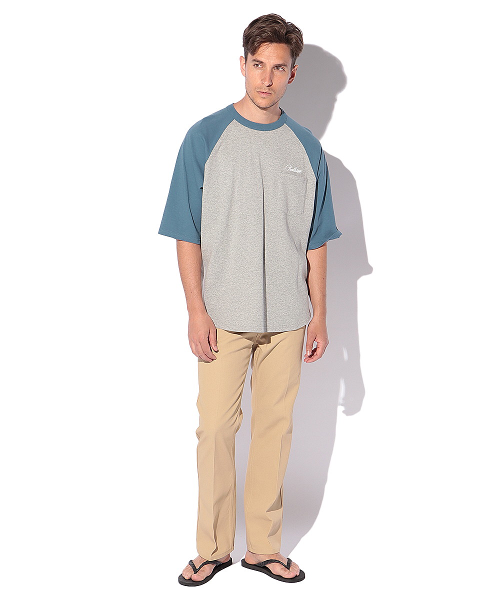 バックプリントベースボール五分袖Tシャツ