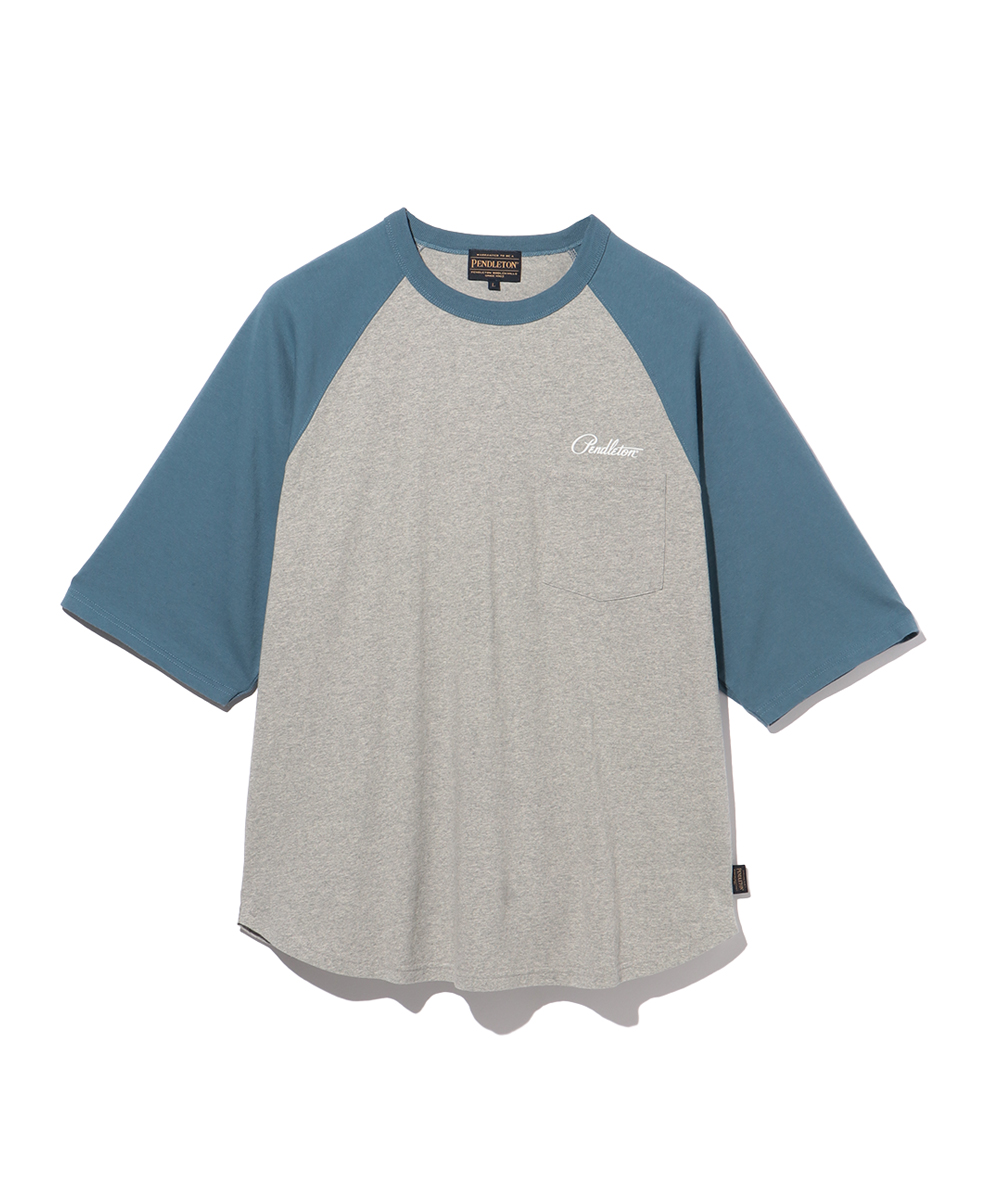 バックプリントベースボール五分袖Tシャツ