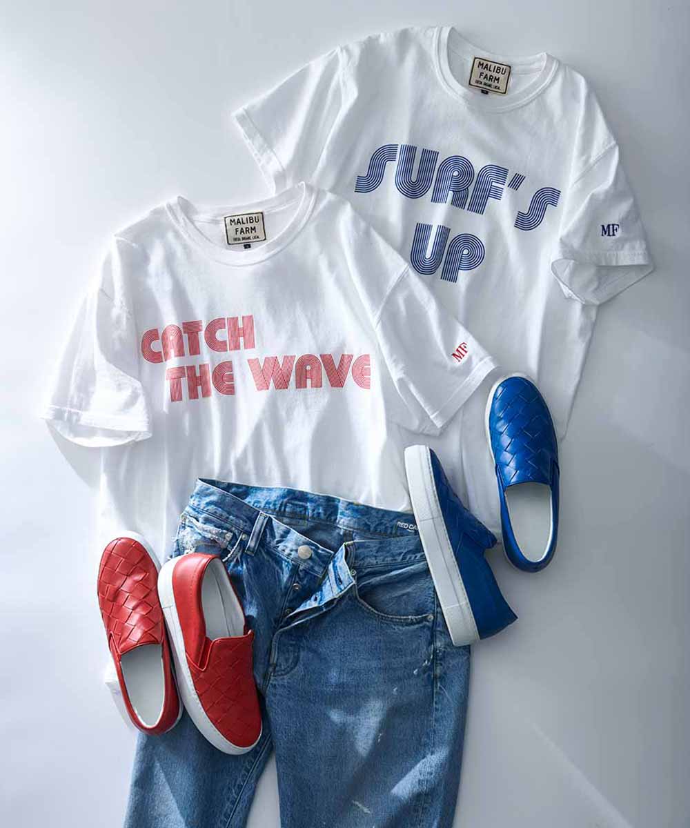 別注限定 CATCH THE WAVE/キャッチ ザ ウェーブ ピグメントダイレタードプリントTシャツ マリブファーム Safari