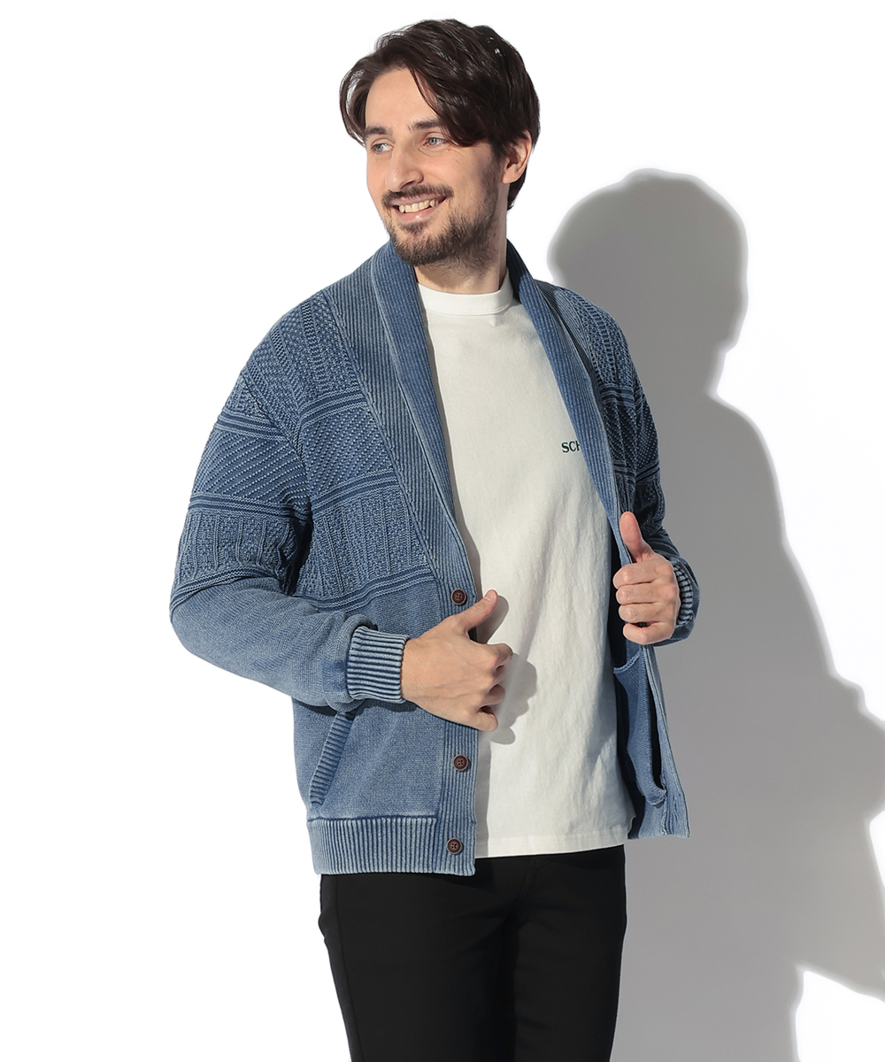 限定 ショールカラーインディゴニットジャケット