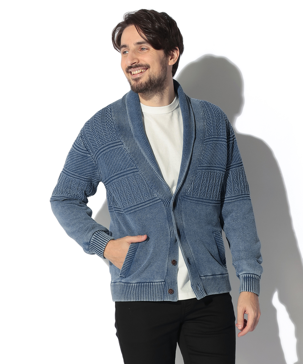 限定 ショールカラーインディゴニットジャケット