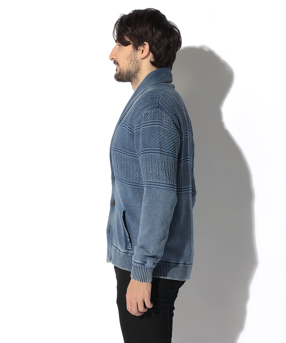 限定 ショールカラーインディゴニットジャケット