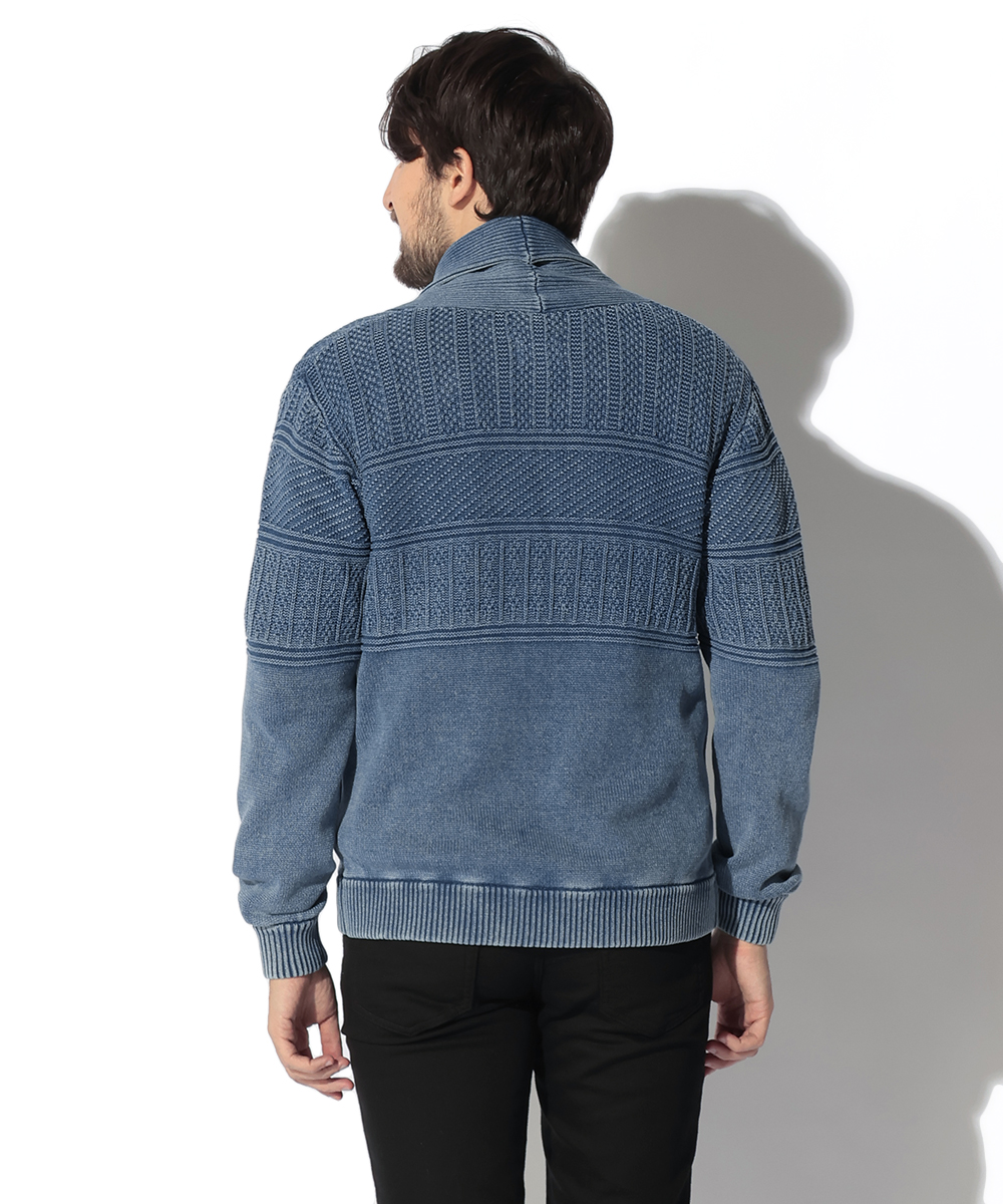 限定 ショールカラーインディゴニットジャケット