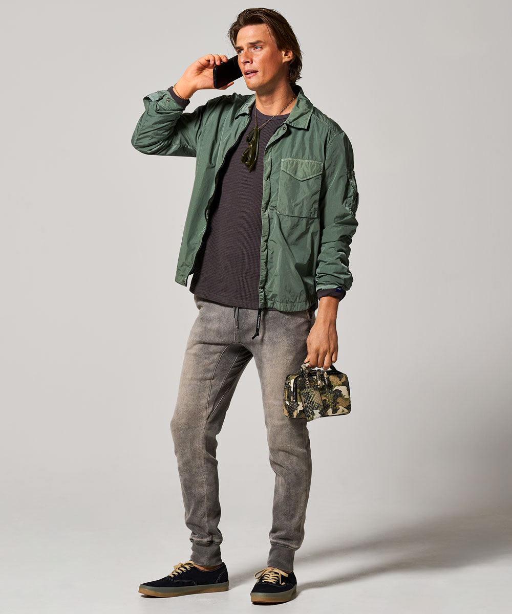 限定 イージー デニムパンツ 裾リブ テイパード