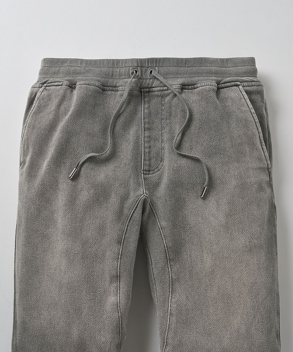 限定 イージー デニムパンツ 裾リブ テイパード