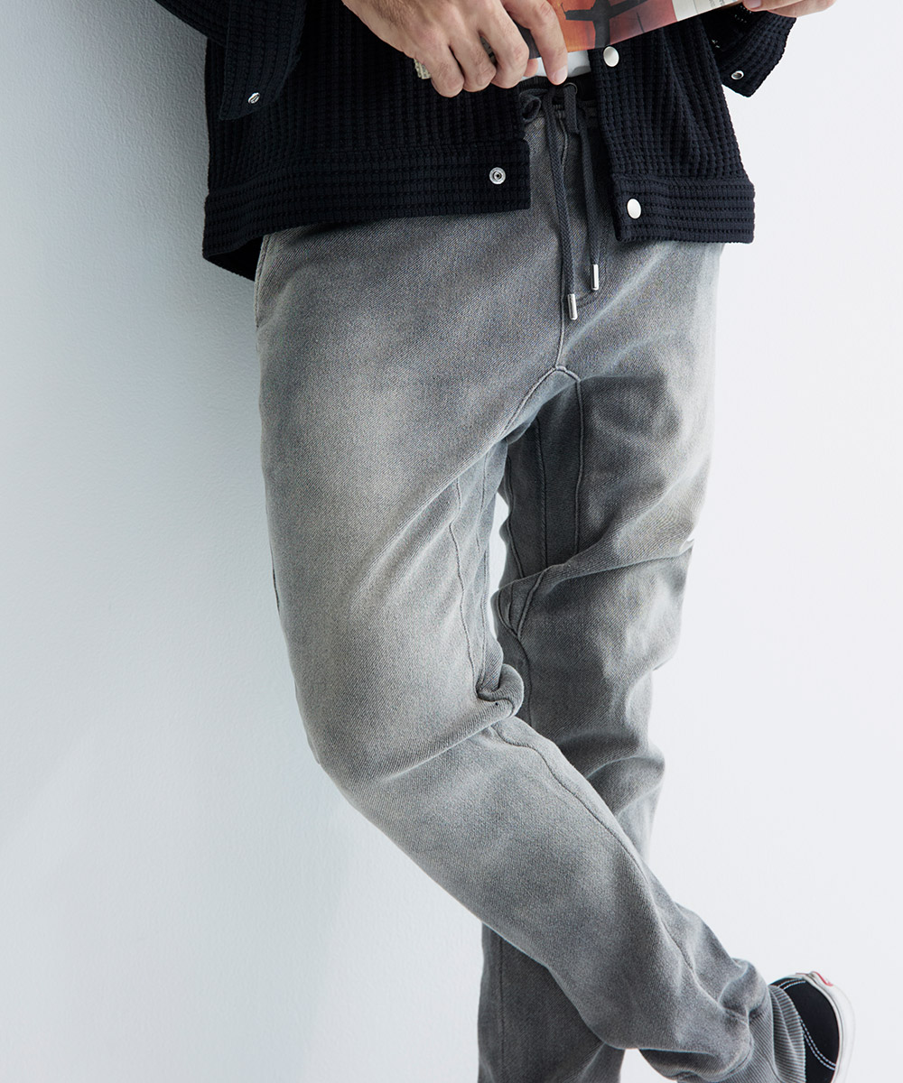 限定 イージー デニムパンツ 裾リブ テイパード | ダブルピー ウエスト