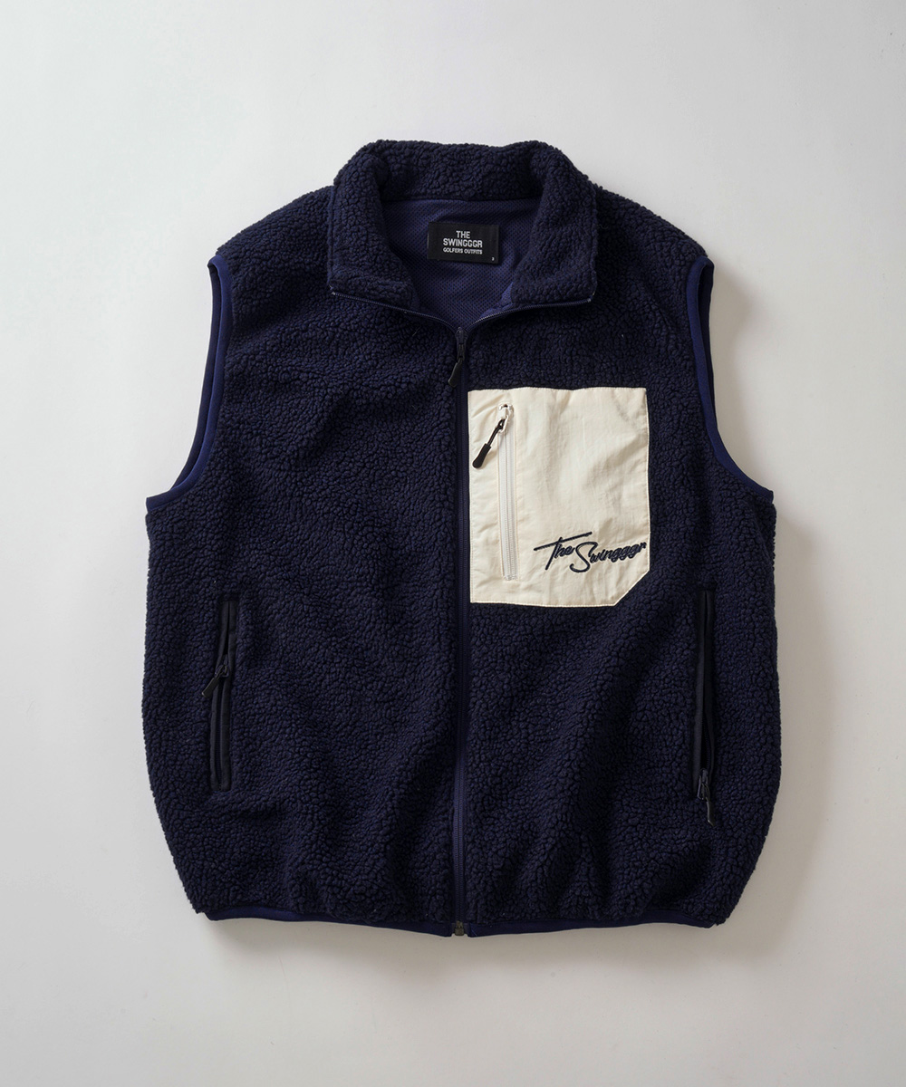 新品同様 23AW TORY BURCH フリース ボア ジップベスト 刺繍ロゴ 新品同様 23AW TORY BURCH フリース ボア ジップベスト 刺繍ロゴ