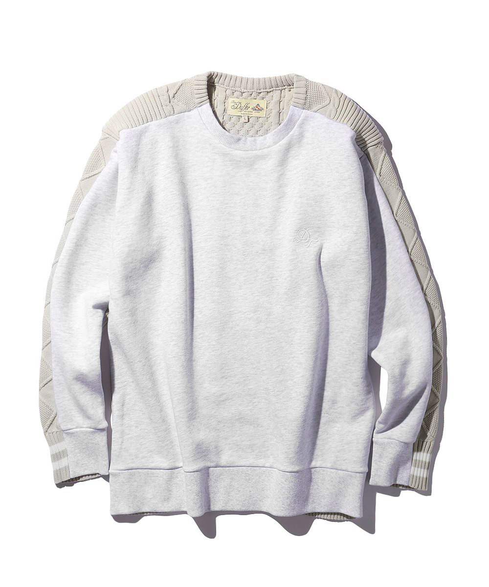 スウェット×ニットスイッチング クルーネック