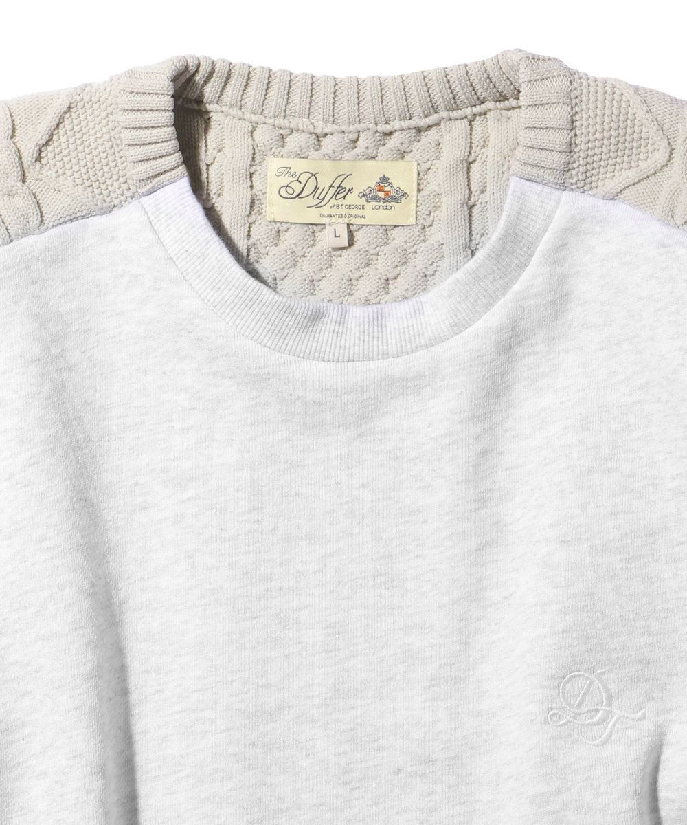 スウェット×ニットスイッチング クルーネック