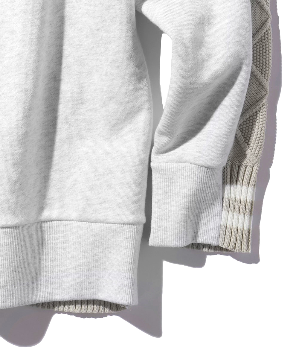 スウェット×ニットスイッチング クルーネック