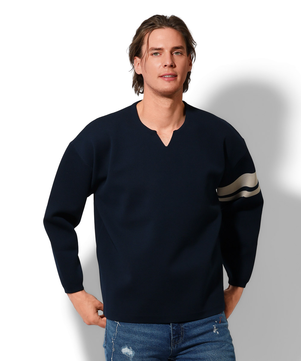 ウォッシャブル キーネックニット