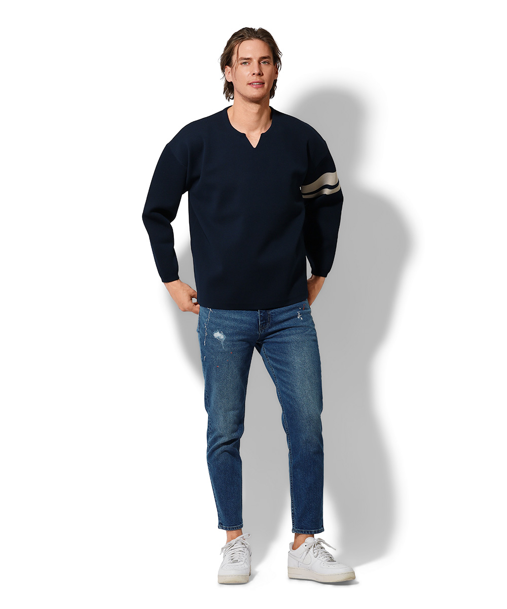 ウォッシャブル キーネックニット