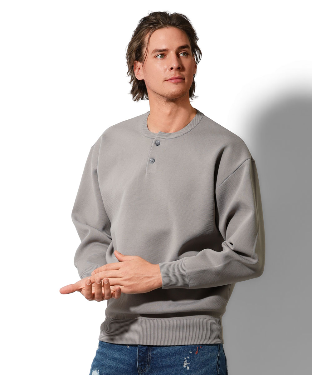 ウォッシャブル ヘンリーネックニット