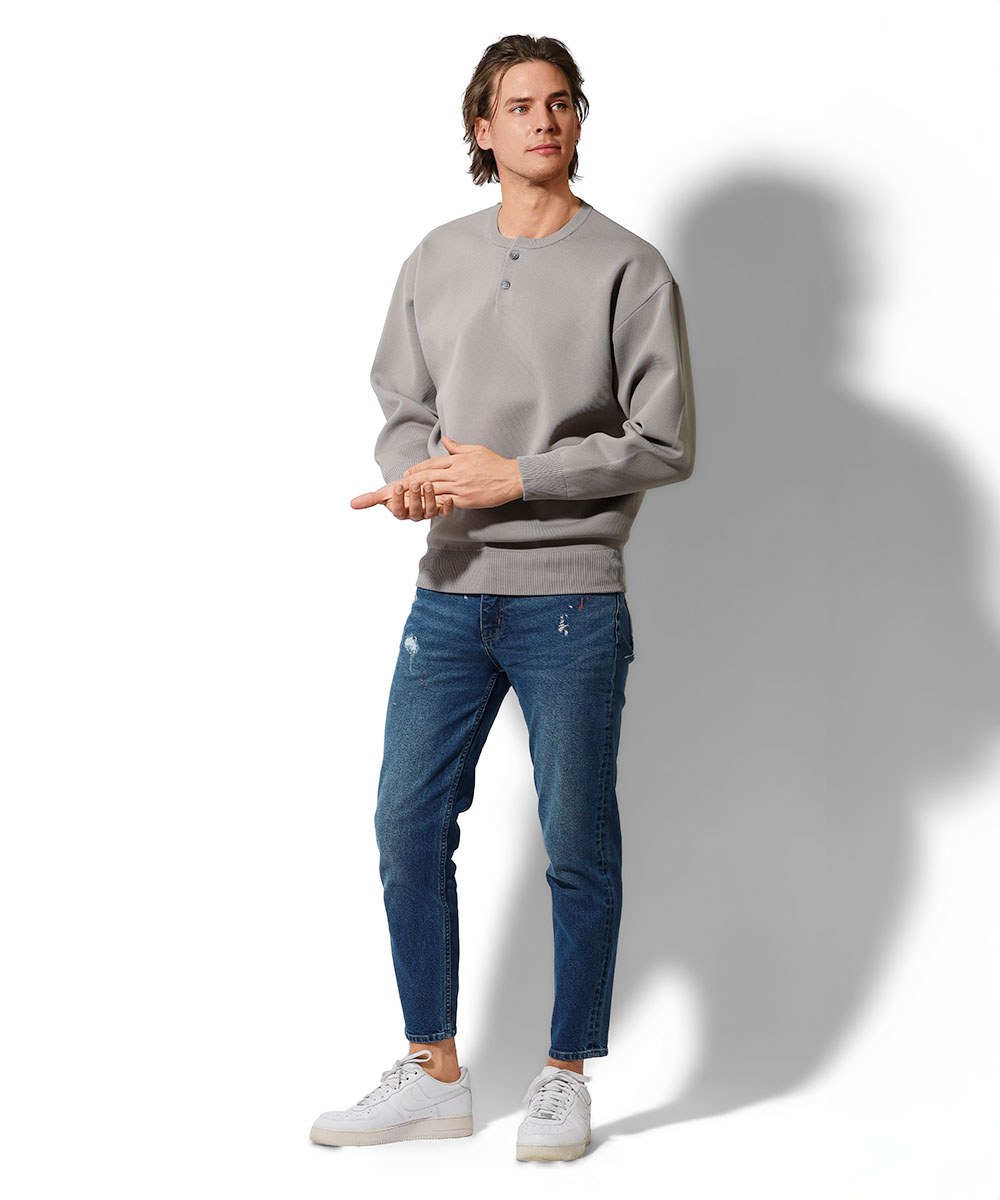 ウォッシャブル ヘンリーネックニット