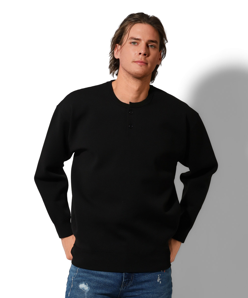 ウォッシャブル ヘンリーネックニット