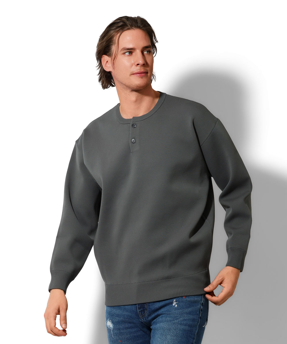 ウォッシャブル ヘンリーネックニット