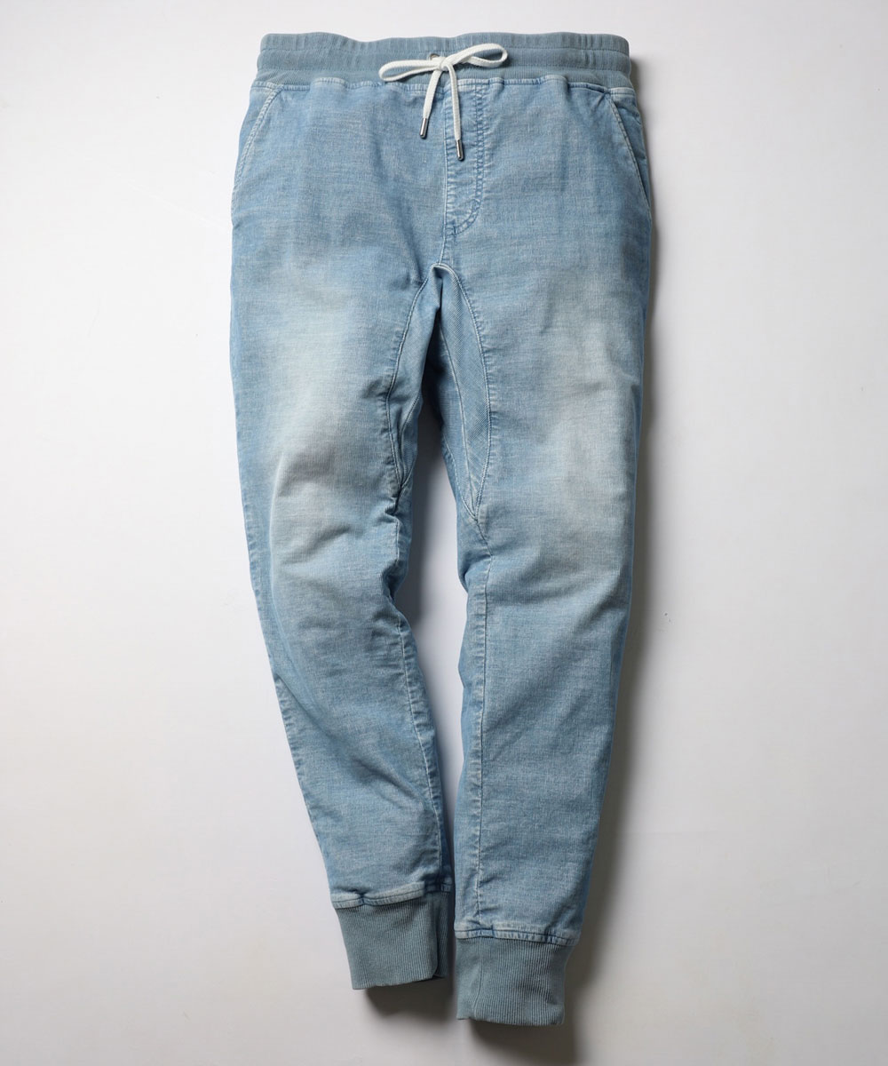 限定 ストレッチコーデュロイ 褪せブルー イージーパンツ