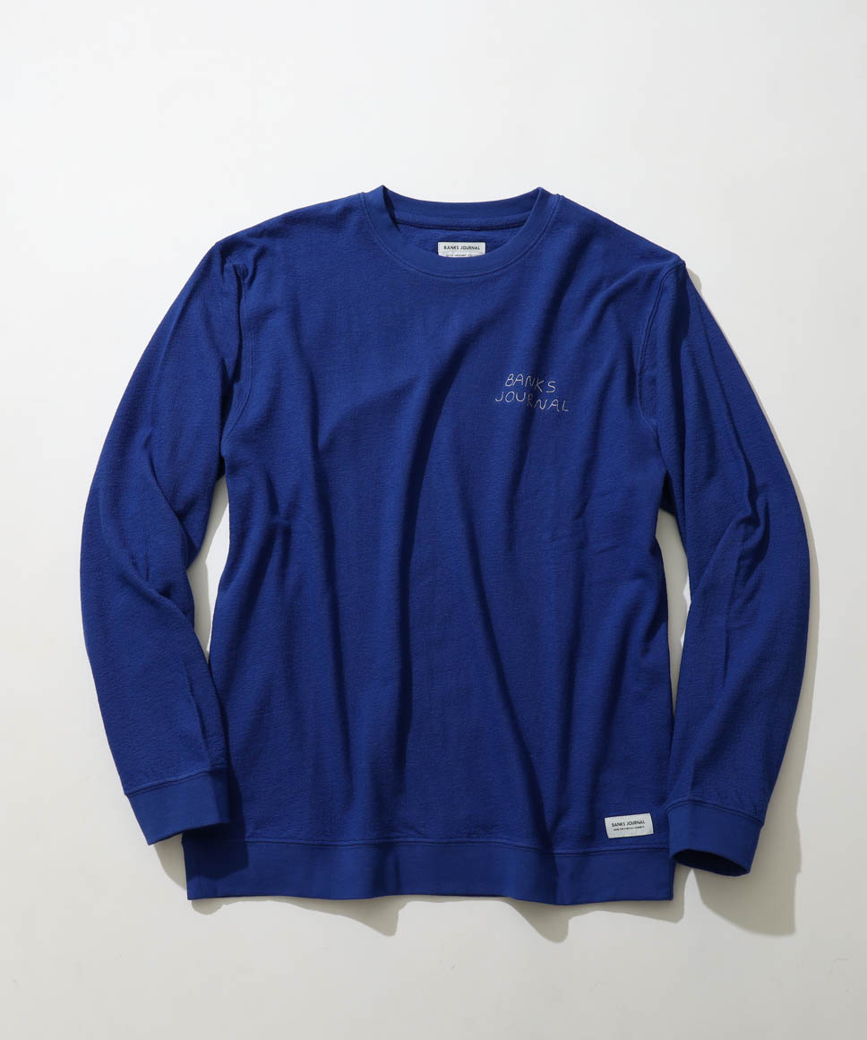 別注限定 ロゴ刺繍パイルクルーネックロンT