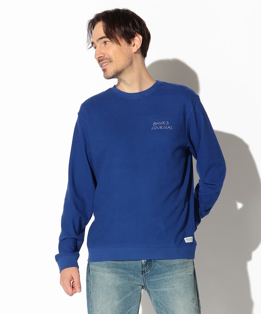 別注限定 ロゴ刺繍パイルクルーネックロンT