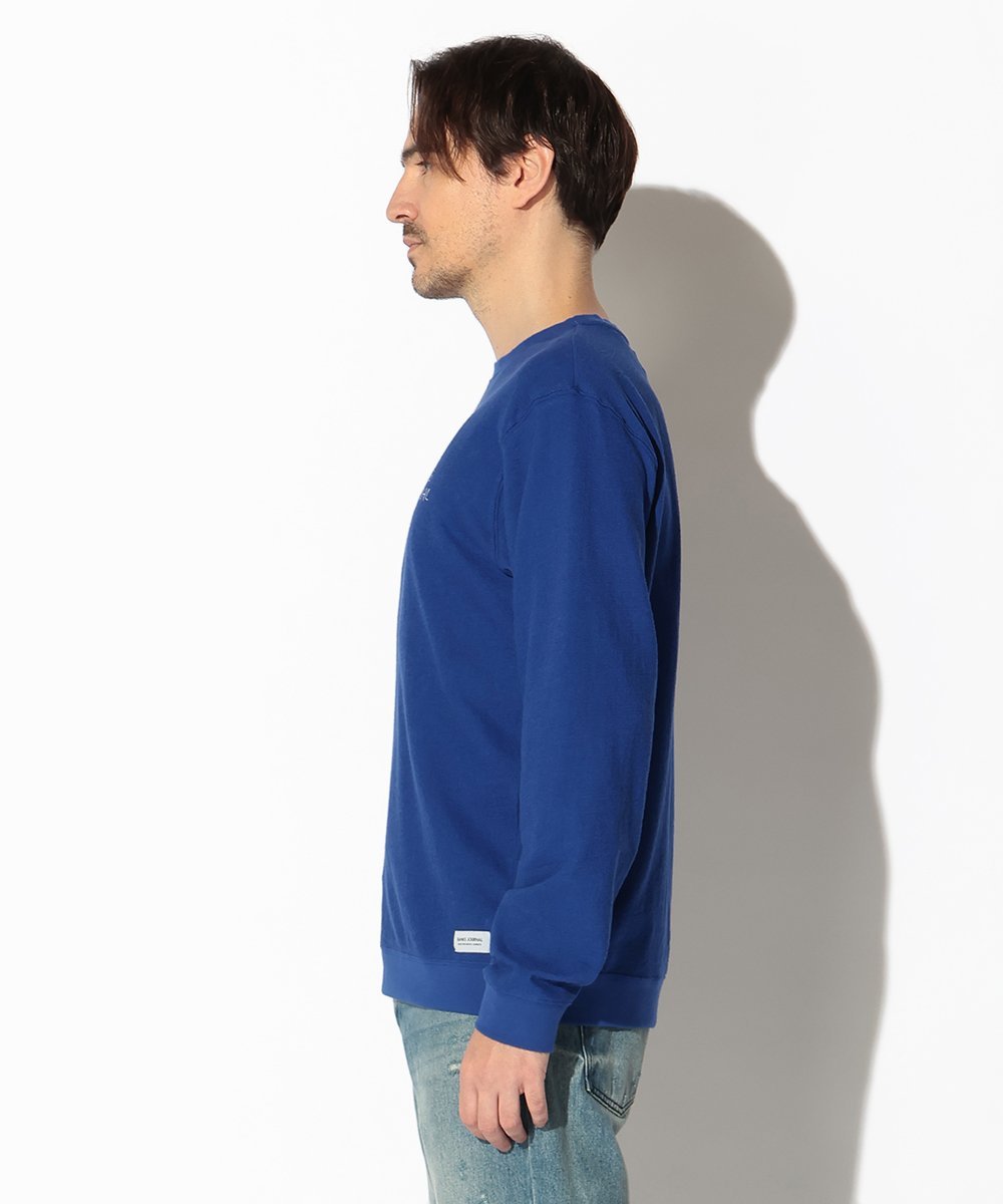 別注限定 ロゴ刺繍パイルクルーネックロンT