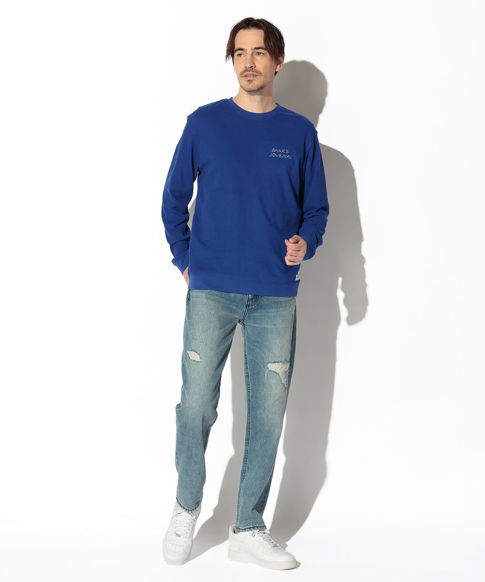 別注限定 ロゴ刺繍パイルクルーネックロンT