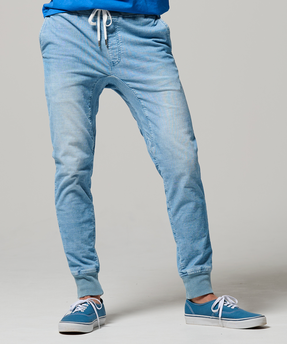 限定 ストレッチコーデュロイ 褪せブルー イージーパンツ | ダブルピー