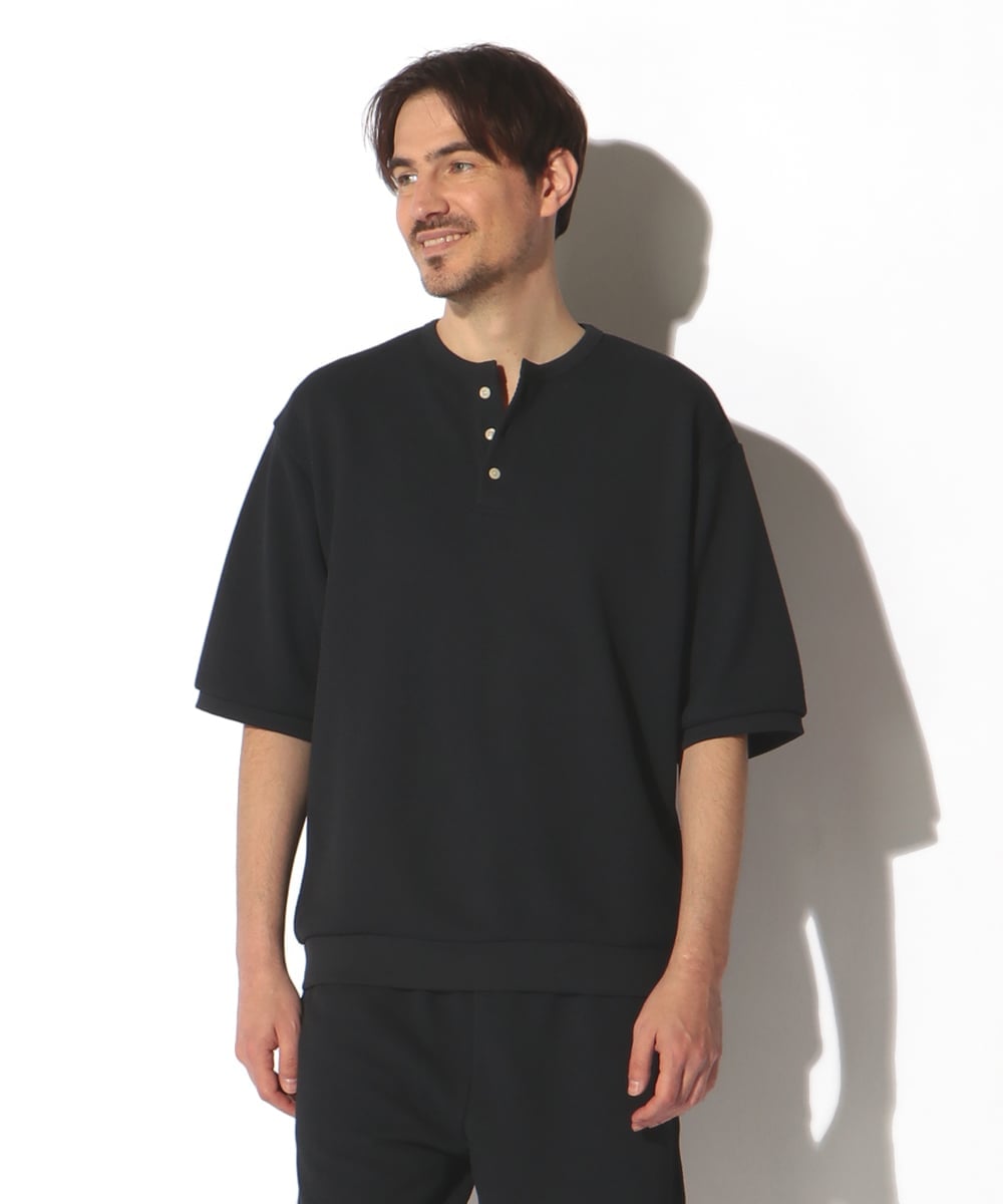 AirflexDry ヘビー鹿の子5分袖ヘンリーネックTシャツ