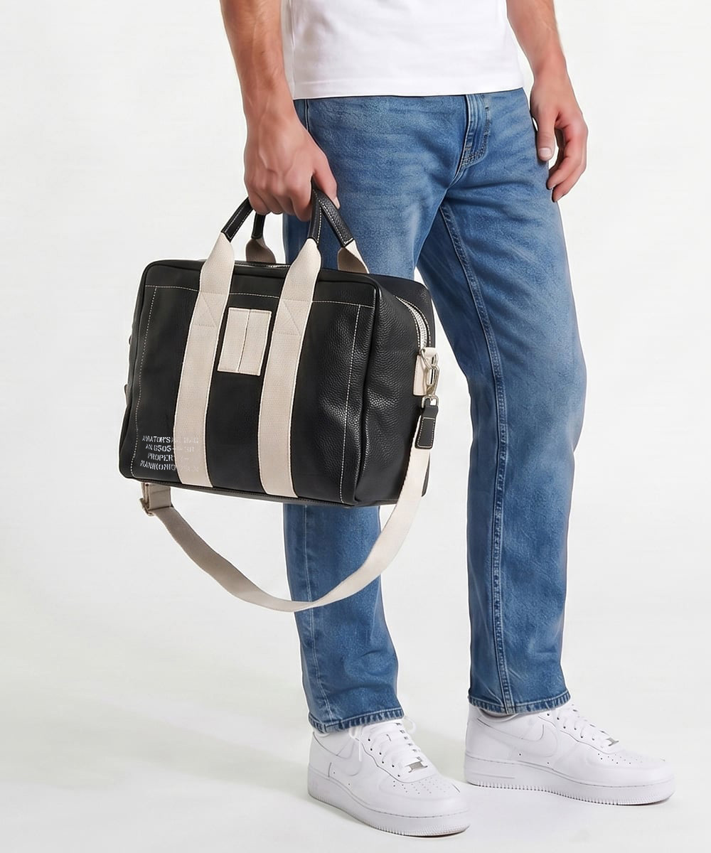 ”38”/GENUINE LEATHER 2WAYミディアムサイズバッグ ブラック