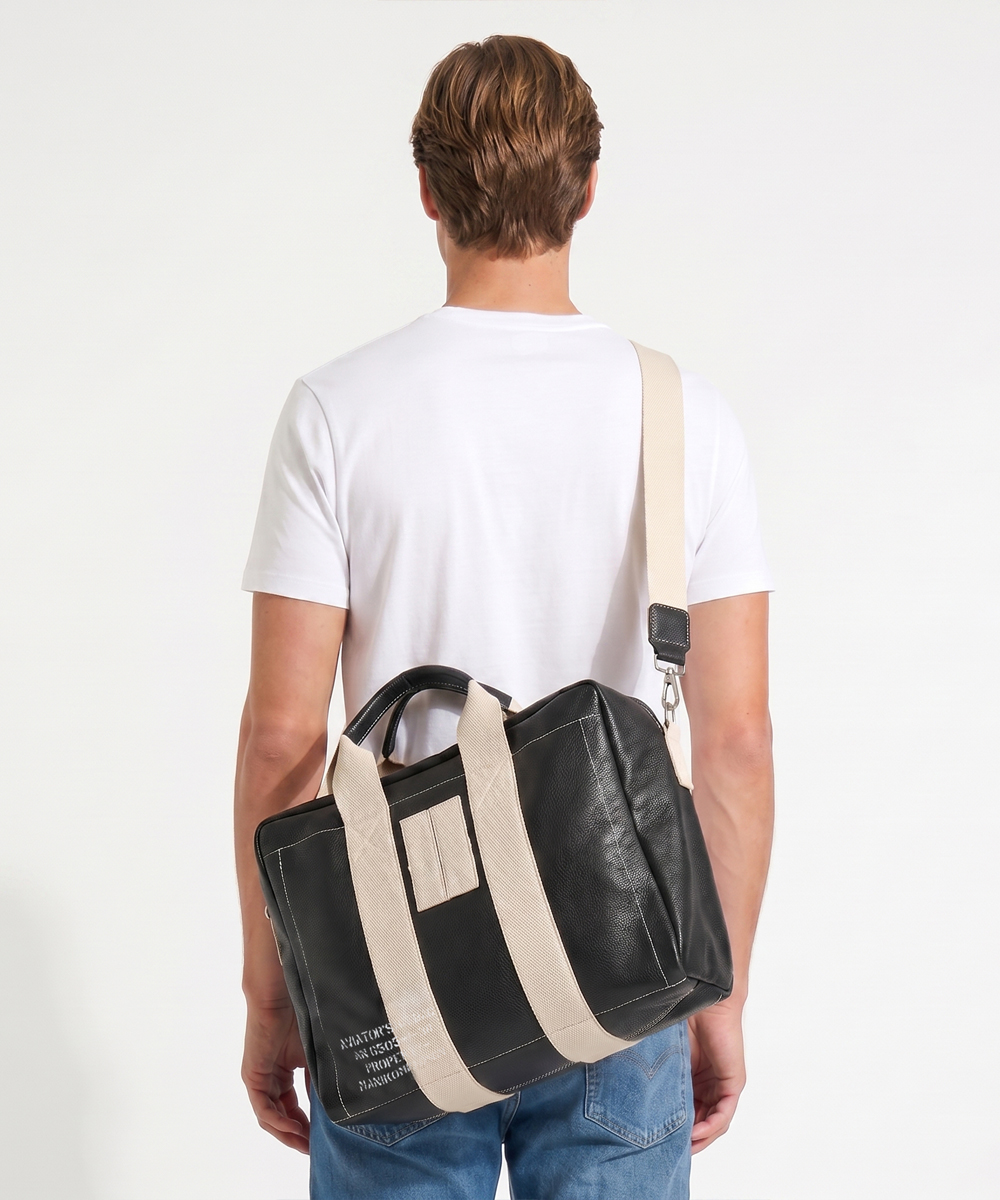”38”/GENUINE LEATHER 2WAYミディアムサイズバッグ ブラック