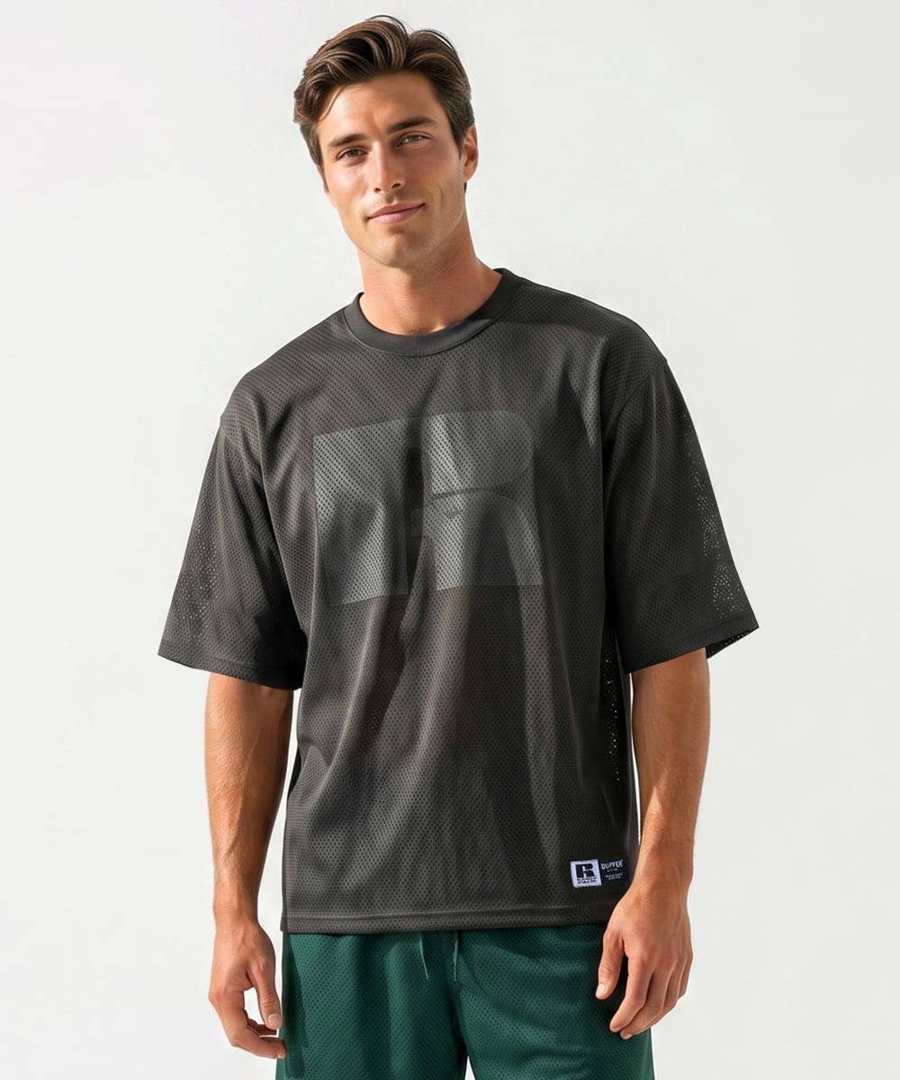 ブラックレーベル×ラッセル A-PACK/エーパック メッシュTシャツ