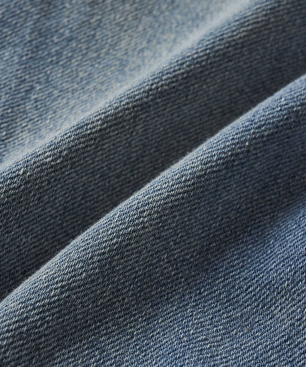 限定 インディゴ イージー  デニムパンツ 裾リブ テイパード