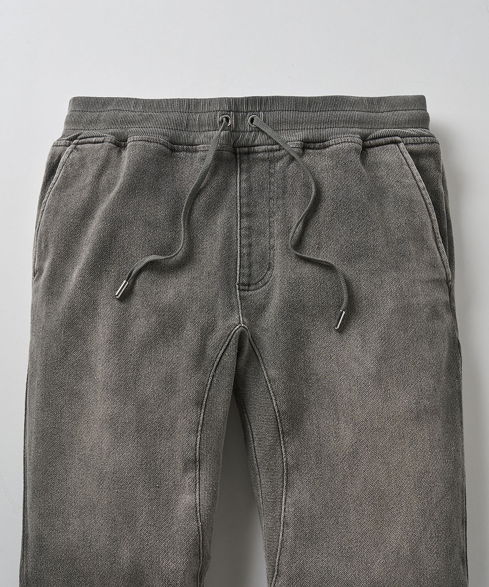 限定 イージー デニムパンツ 裾リブ テイパード