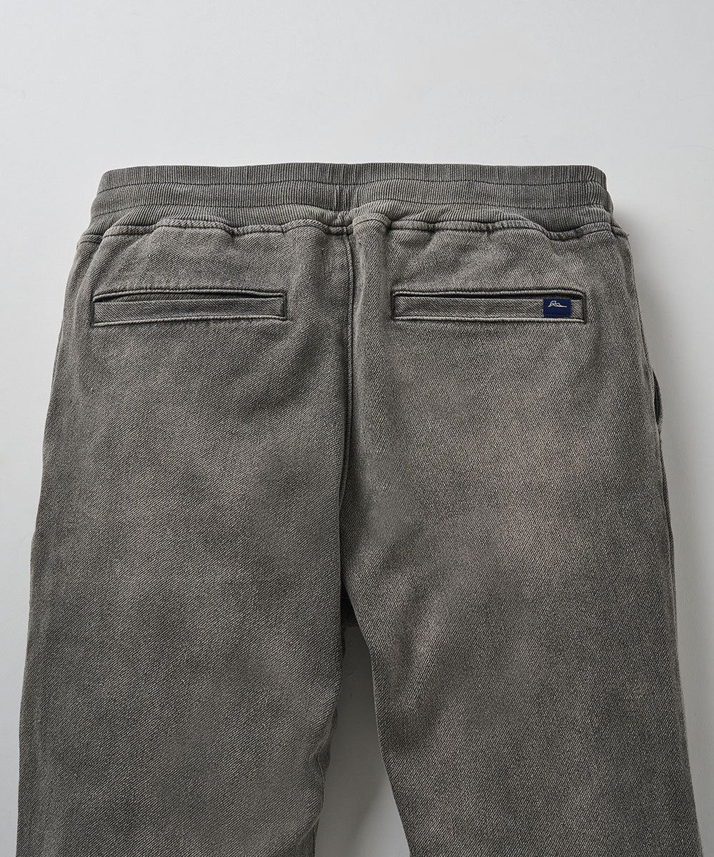 限定 イージー デニムパンツ 裾リブ テイパード