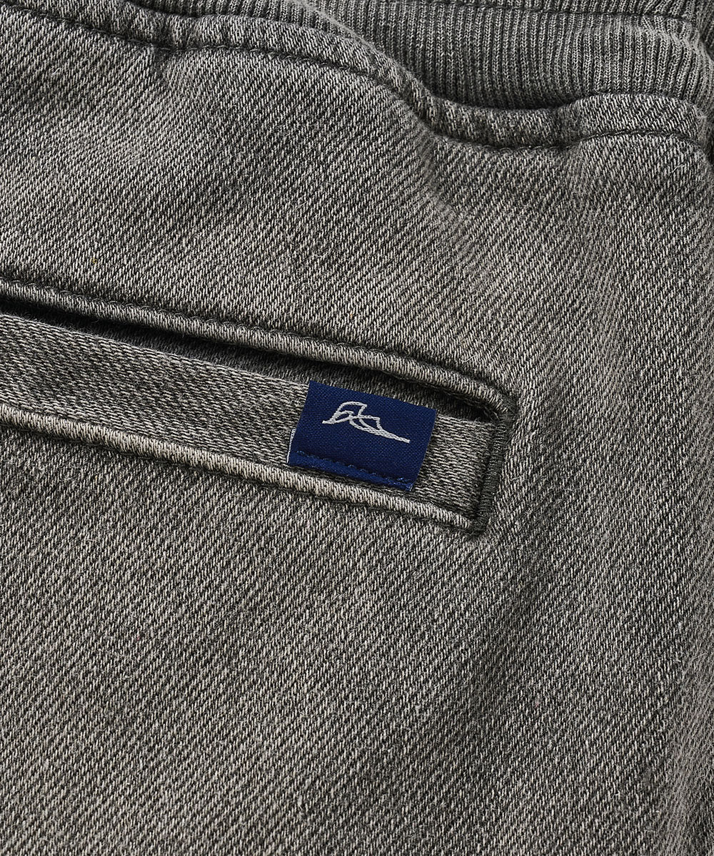 限定 イージー デニムパンツ 裾リブ テイパード