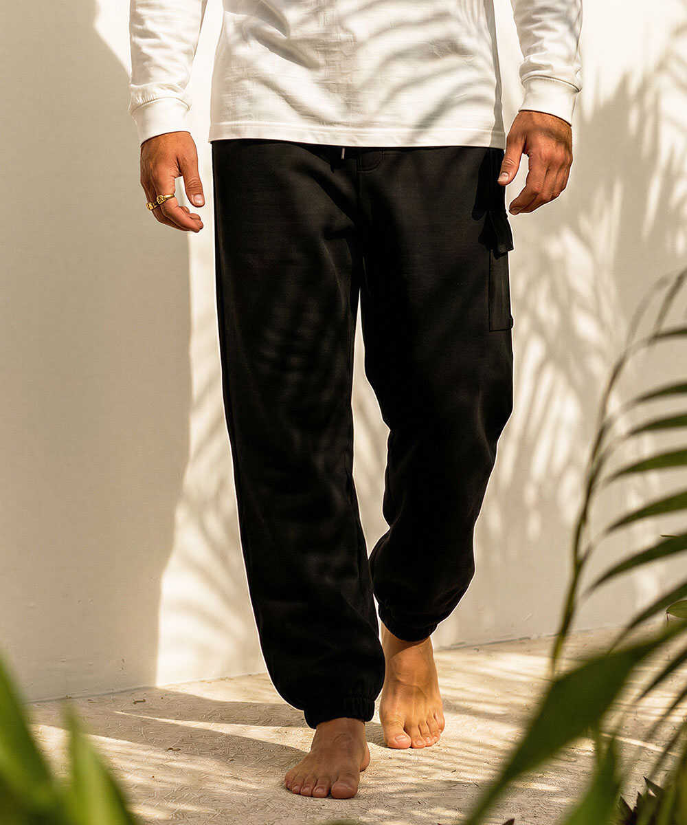 限定 ストレート スウェット カーゴパンツ