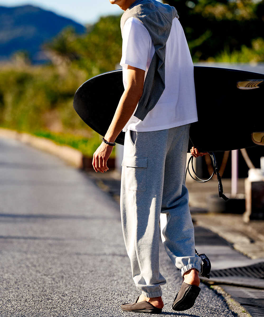 限定 ストレート スウェット カーゴパンツ