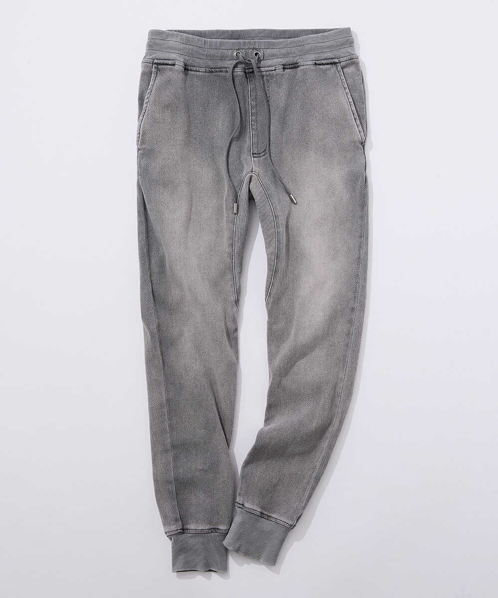 限定 イージー デニムパンツ 裾リブ テイパード